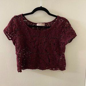 XS Maroon/Burgundy Abercrombie & Fitch Crop Top